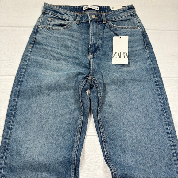 ZARA Jeans Women’s 29x30 Sz 6 Regular Fit High Rise Long Length Rigid Denim NWT - Picture 2 of 14